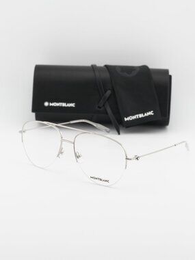 Montblanc MB0077O 003 Aviator Eyeglasses – Silver 57mm